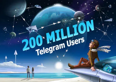 穿着飞行服的 Telegram 女士靠在外星海滩的飞船旁,望着满天纸飞机外形的飞船往来于行星之间。