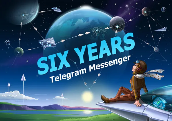 庆祝 Telegram 六周年的海报