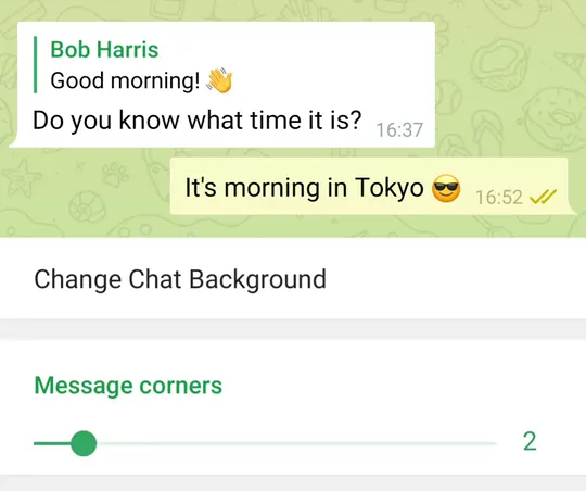 在聊天设置中更改消息气泡的外观。
