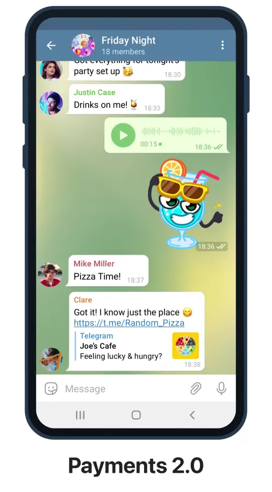 视频:通过 Telegram 频道订购披萨